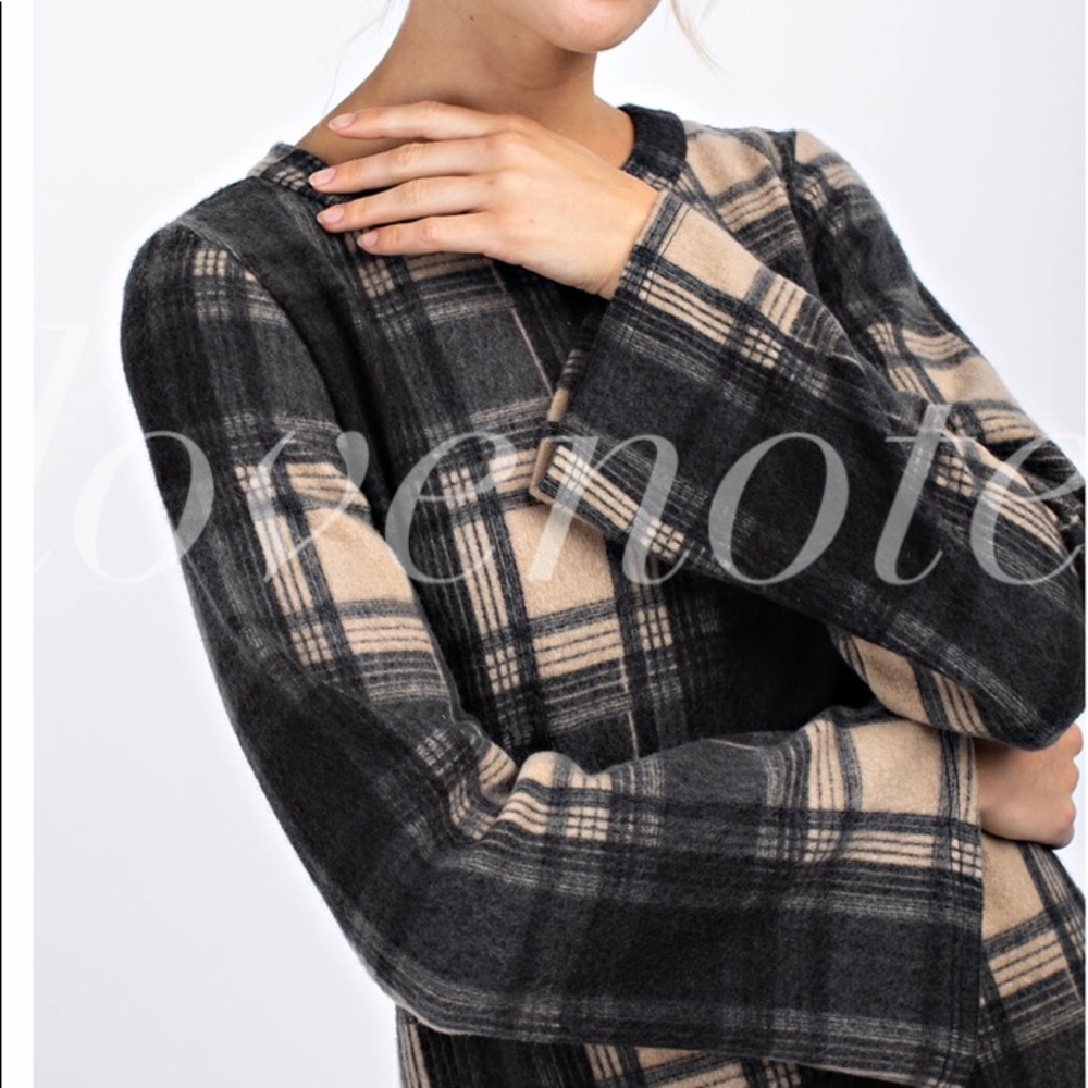 Softest Brushed Plaid Long Sleeve Dress Pockets - Picture 7 of 7